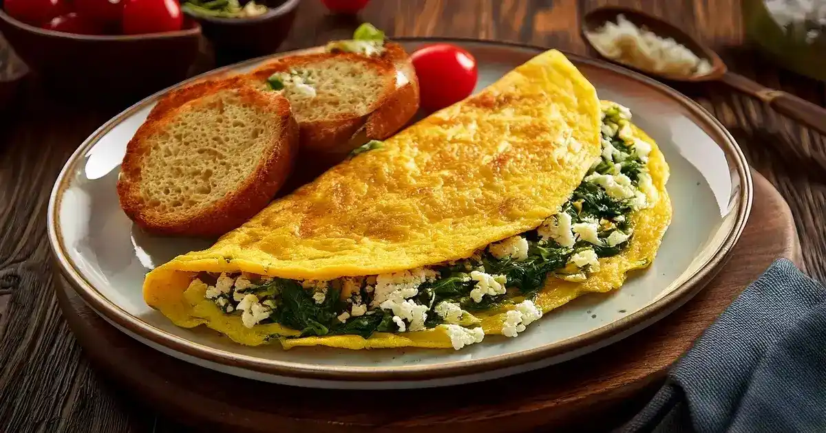 Mediterranes Omelette mit Spinat und Feta