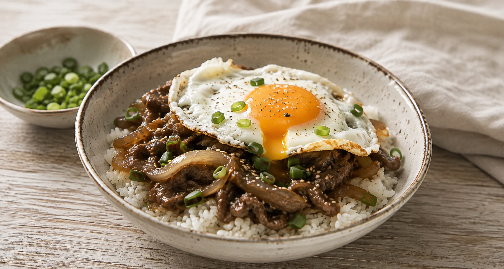 Gyudon – Japanische Reisschüssel mit Rindfleisch