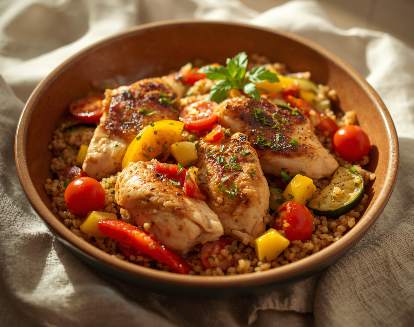 Mediterrane Hähnchenpfanne mit Quinoa