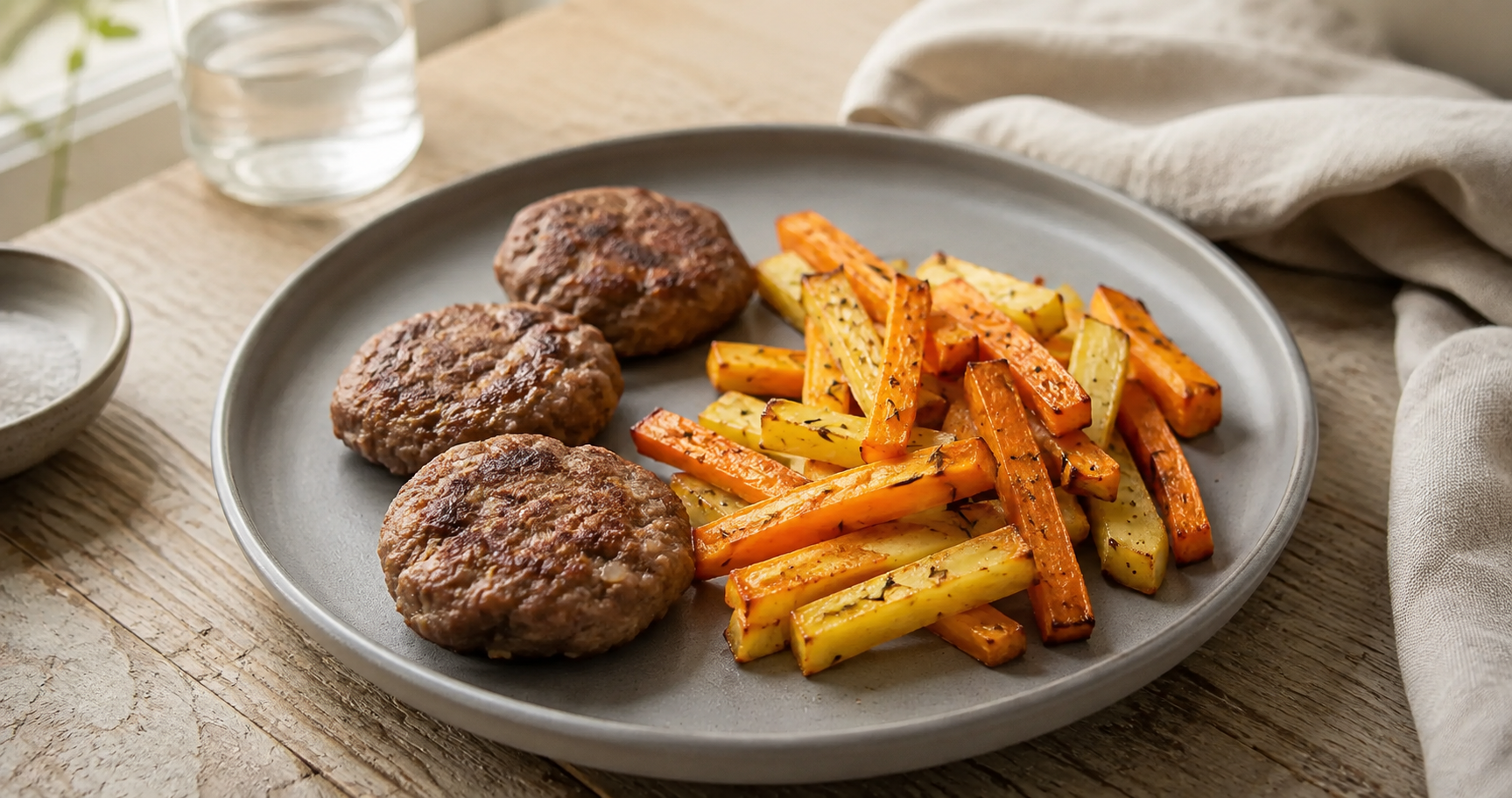 Frikadellen mit Ofenpommes