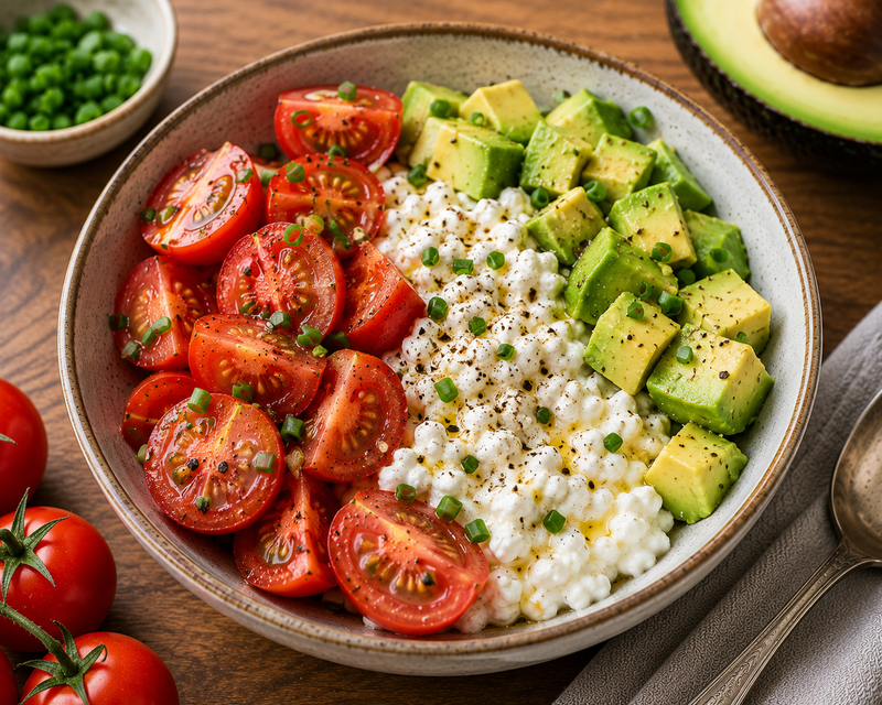 Hüttenkäse-Bowl mit Tomate & Avocado
