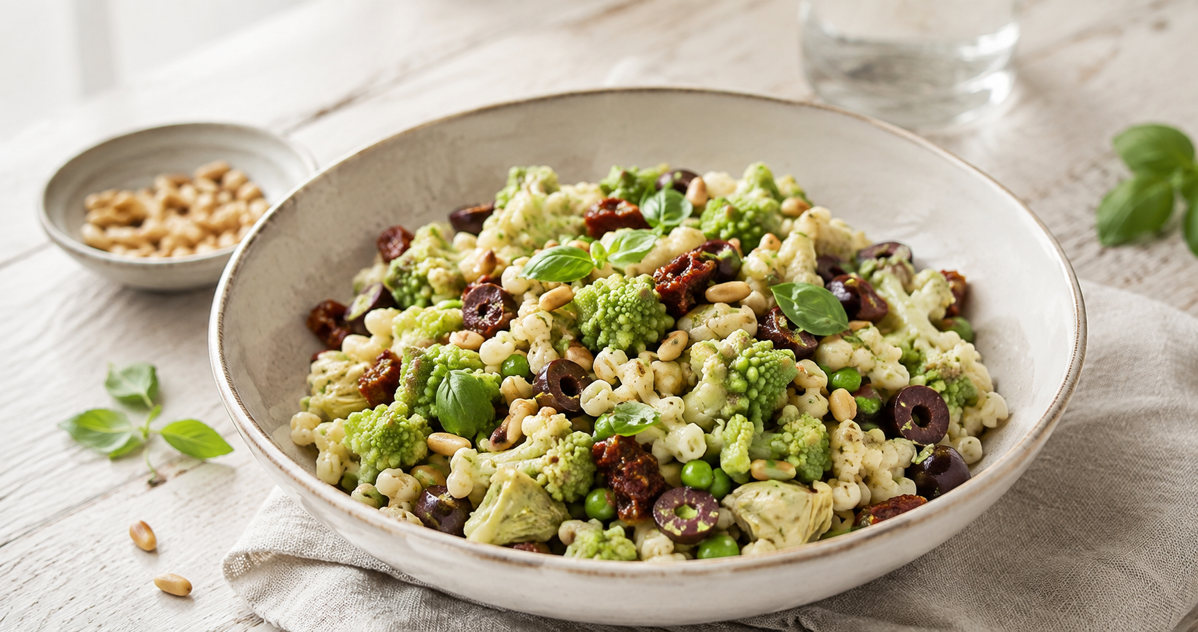 Mediterraner Nudelsalat mit Romanesco