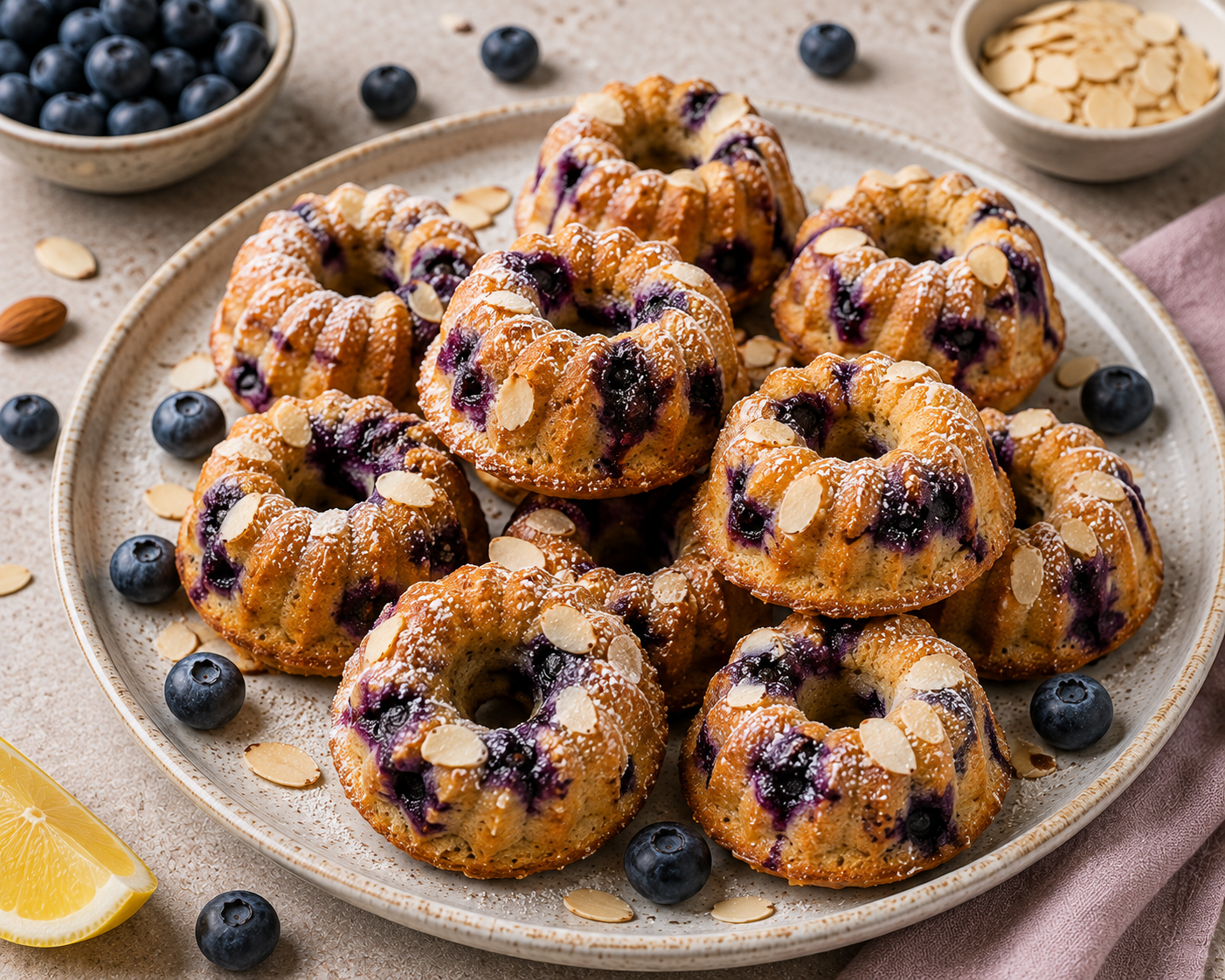 Blaubeer-Mandel-Mini-Gugelhupf