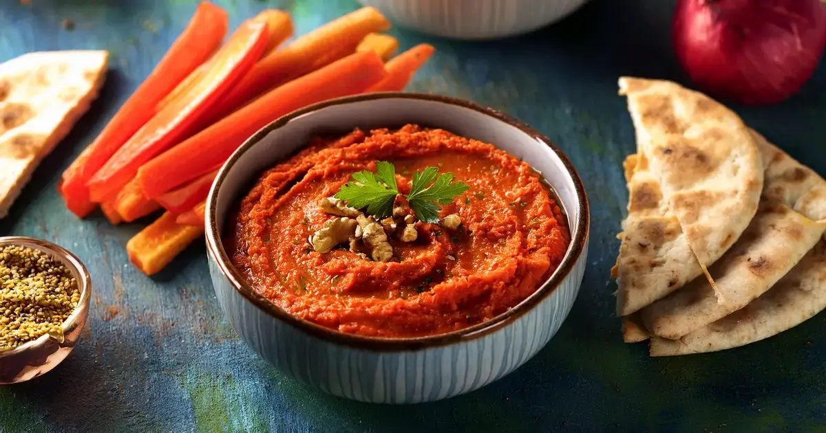 Protein-Muhammara mit gerösteter Paprika und Walnüssen