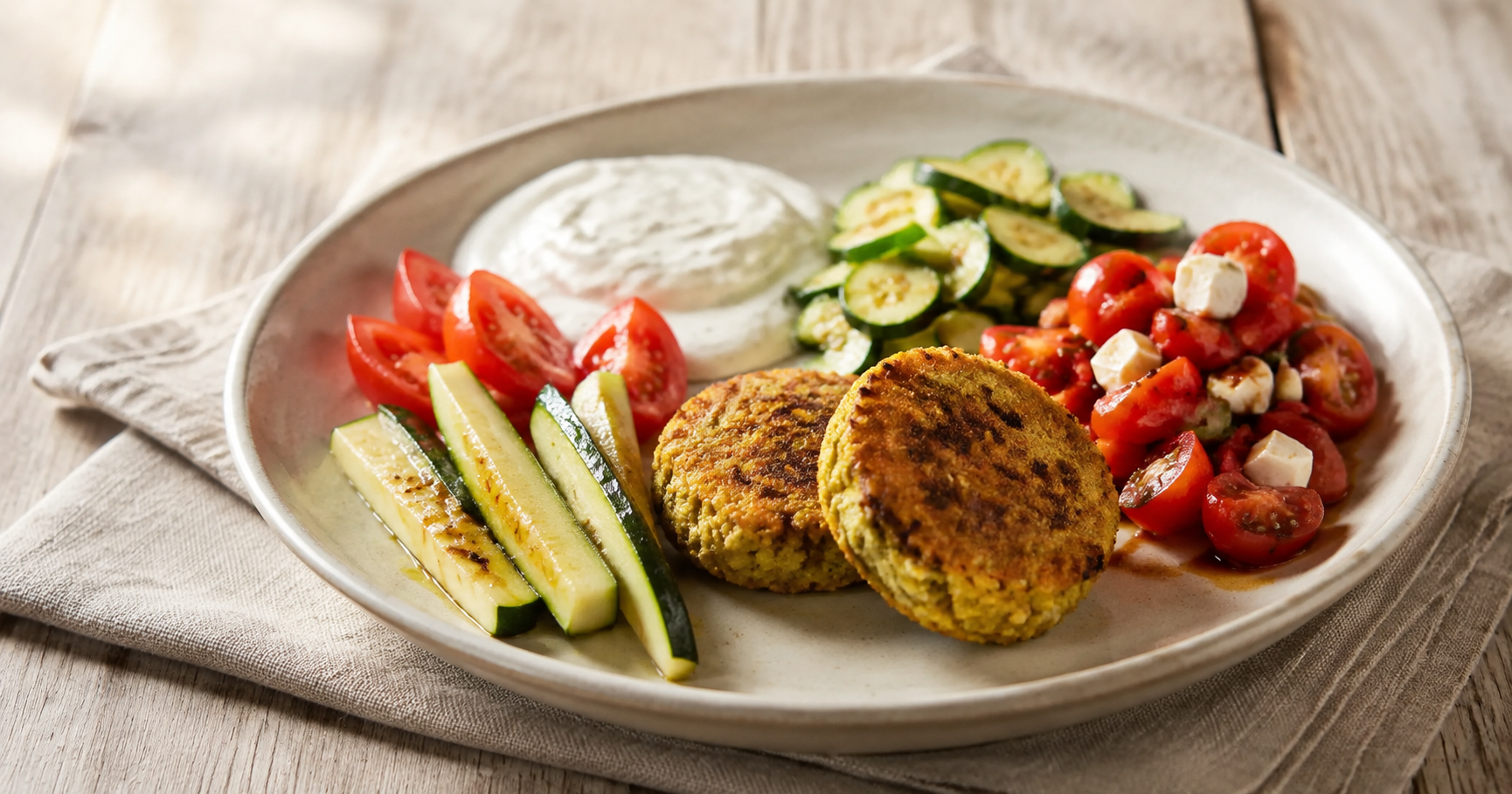 Falafel mit Tomaten und Zucchini