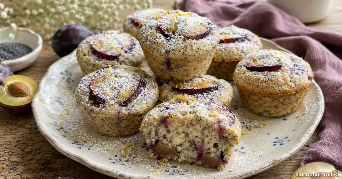 Zwetschgen-Mohn-Muffins mit Quark