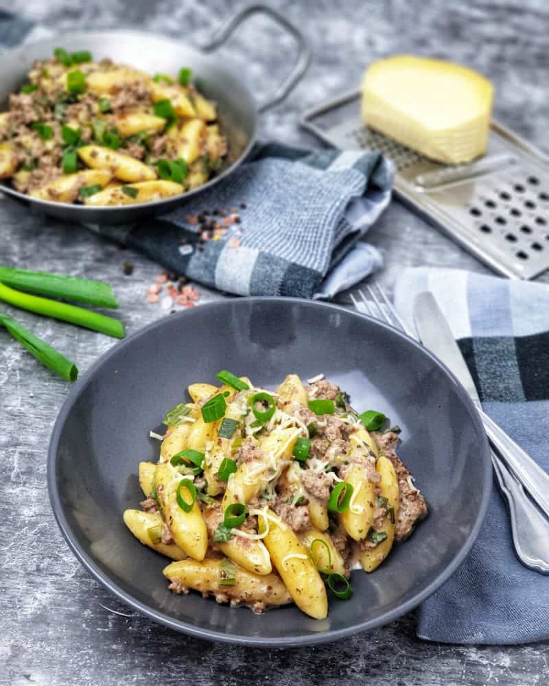 Schupfnudelpfanne mit Hackfleisch, einfaches One Pot Gericht
