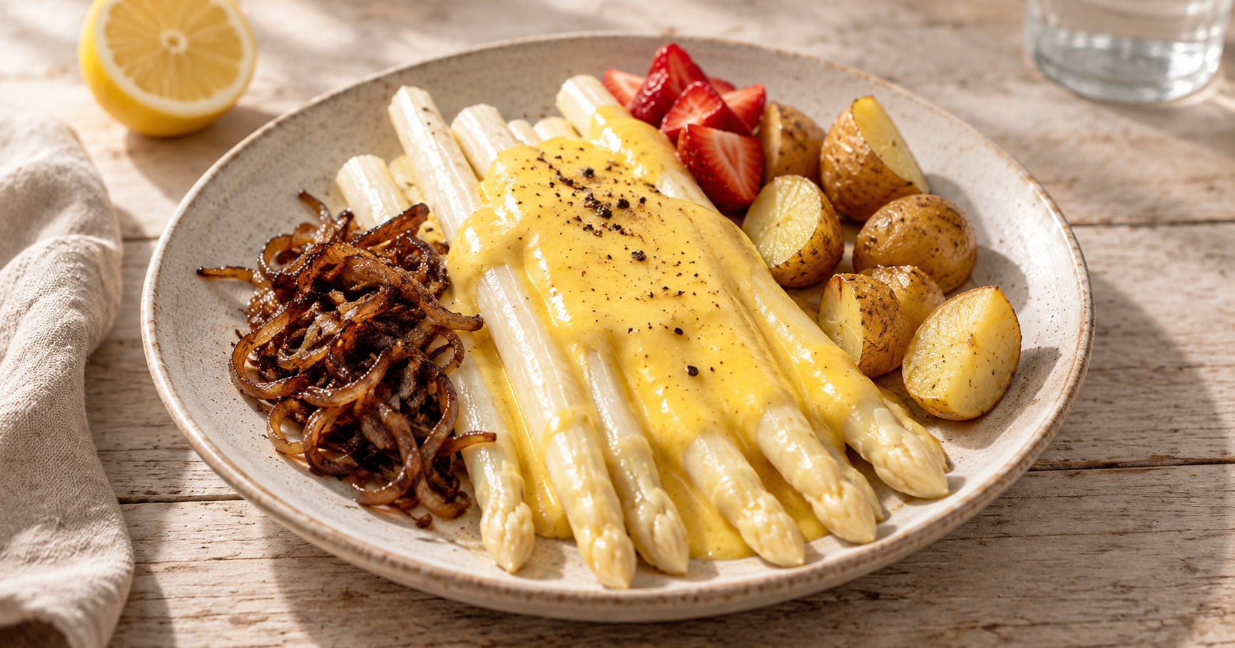 Spargel aus dem Ofen mit veganer Kokos Hollandaise